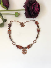 Load image into Gallery viewer, Red Jasper Nugget Link Necklace With Copper Pendant
