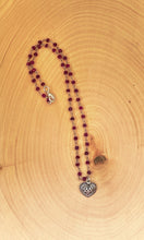 Load image into Gallery viewer, Ruby Beaded Chain Necklace with Silver Plated Heart shaped Pendant
