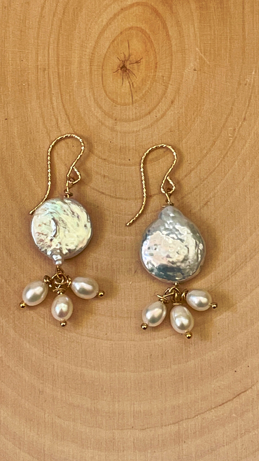 Sand Dollar Pearl Dangle Earrings