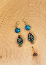 Load image into Gallery viewer, Tibetan Style Inlaid Bead and Jasper Dangle Earrings
