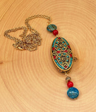 Load image into Gallery viewer, Tibetan Style Inlaid Bead and Jasper Pendant Necklace
