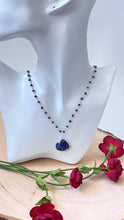 Load image into Gallery viewer, Choker Necklace With Silver Bezel Sapphire Pendant
