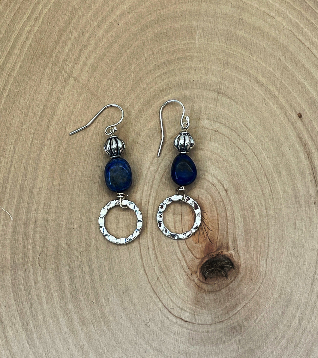 Tumbled Lapiz Lazuli Dangle Earrings