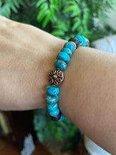 Load image into Gallery viewer, Turquoise Agate, Lava and Copper Bead Bracelet

