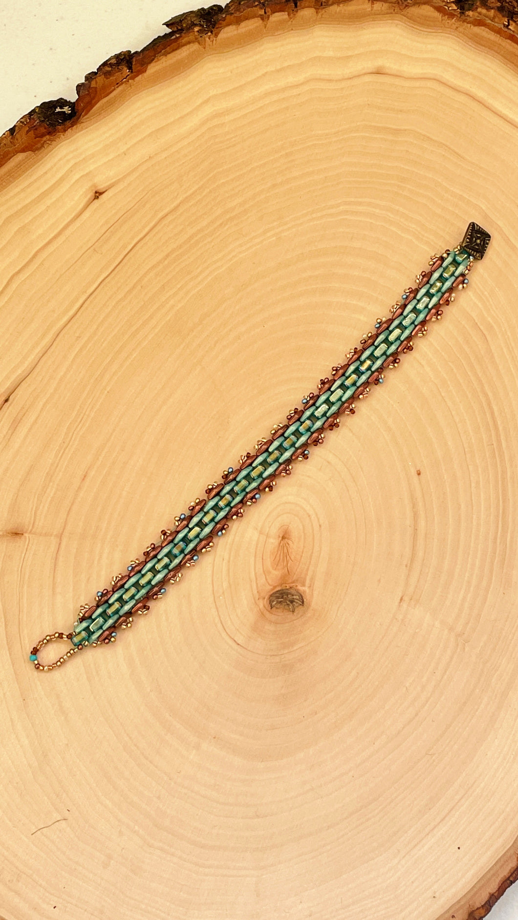 Aqua Woven Crystal Beaded Bracelet With Magnetic Clasp