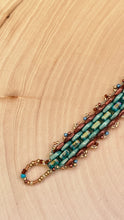 Load image into Gallery viewer, Aqua Woven Crystal Beaded Bracelet With Magnetic Clasp
