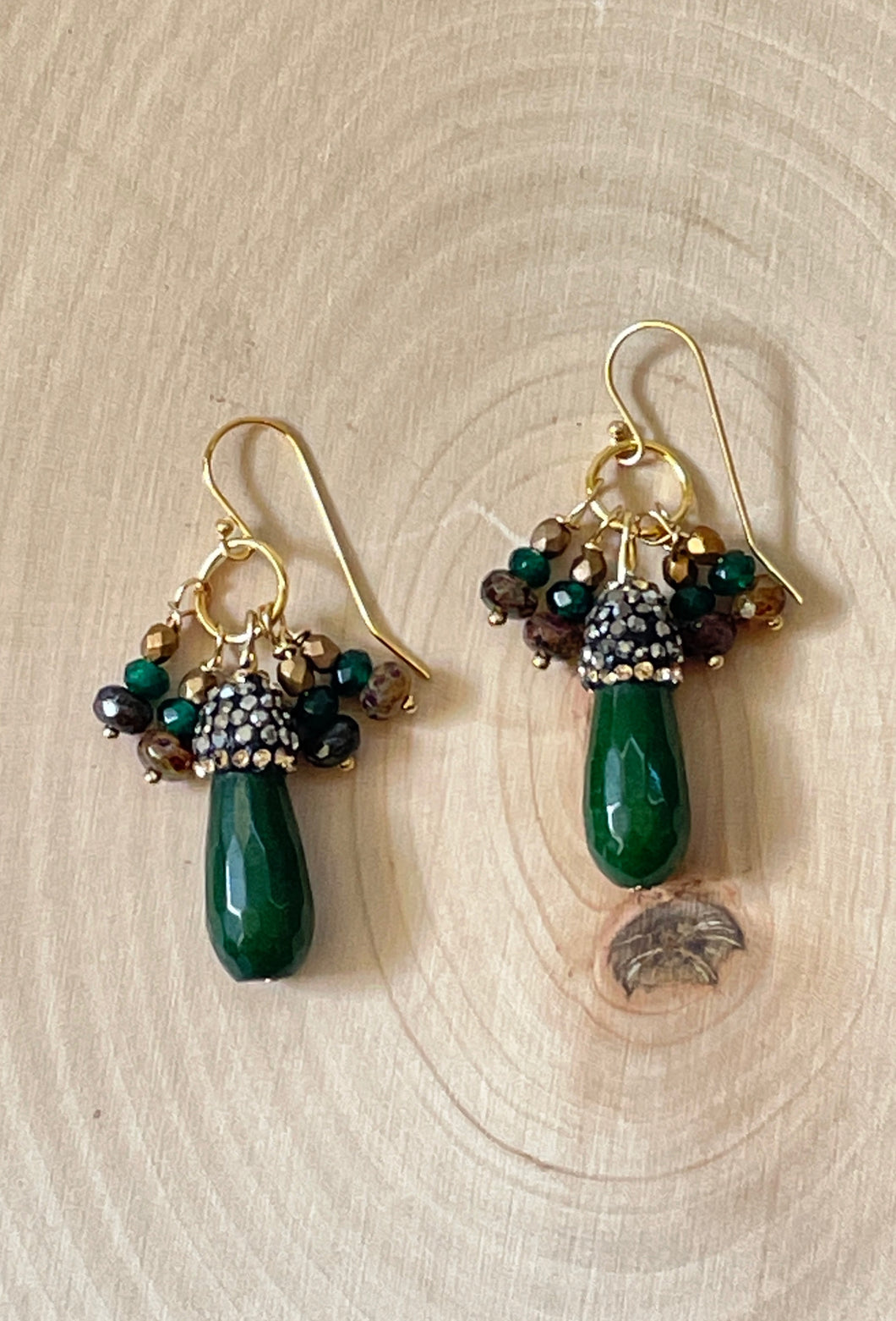 Genuine Emerald Gemstone Teardrop Dangle Earrings