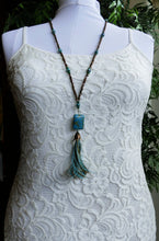 Load image into Gallery viewer, Brilliant Turquoise Magnesite Gemstone Tassel Necklace
