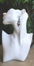 Load image into Gallery viewer, Vintage Chandelier Earrings Antique Brass And Tiger Eye Beads

