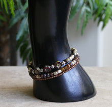 Load image into Gallery viewer, Red And Silver Multi Strand Crystal Bracelet
