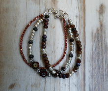 Load image into Gallery viewer, Red And Silver Multi Strand Crystal Bracelet
