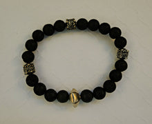 Load image into Gallery viewer, Beaded Unisex Bracelet With Lava Stone And Silver Beads
