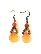 Load image into Gallery viewer, Tear Drop Carnelian Gemstone Dangle Earrings
