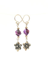 Load image into Gallery viewer, Purple Star Cut Agate Gemstone Dangle Ear Rings
