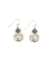 Load image into Gallery viewer, Sterling Silver Dangle Ear Rings With Black Jasper Beads
