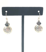 Load image into Gallery viewer, Sterling Silver Dangle Ear Rings With Black Jasper Beads
