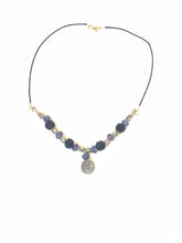 Load image into Gallery viewer, Navy Pave Crystal Beaded Choker Necklace
