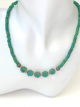 Load image into Gallery viewer, Aqua Glass Beads Beaded Choker Necklace
