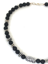 Load image into Gallery viewer, Black Lava And Silver Plated Beaded Choker Necklace
