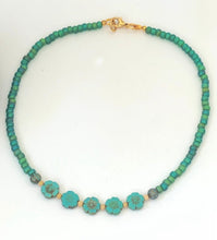 Load image into Gallery viewer, Aqua Glass Beads Beaded Choker Necklace
