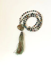 Load image into Gallery viewer, Gemstone Tasseled Mala Necklace With Beaded Jasper Beads And Opal Pendant
