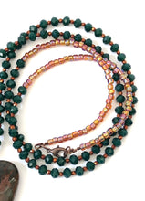 Load image into Gallery viewer, Long green opal gemstone tassel necklace
