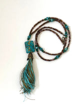 Load image into Gallery viewer, Brilliant Turquoise Magnesite Gemstone Tassel Necklace
