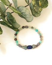 Load image into Gallery viewer, Lapis Lazuli Nugget Gemstone And Silver Stretch Bracelet
