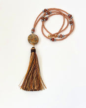 Load image into Gallery viewer, Gold Agate Gemstone Necklace With Tassel
