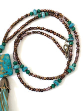Load image into Gallery viewer, Brilliant Turquoise Magnesite Gemstone Tassel Necklace
