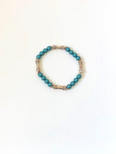 Load image into Gallery viewer, Matte Blue Crystal And Silver Lotus Bead Bracelet
